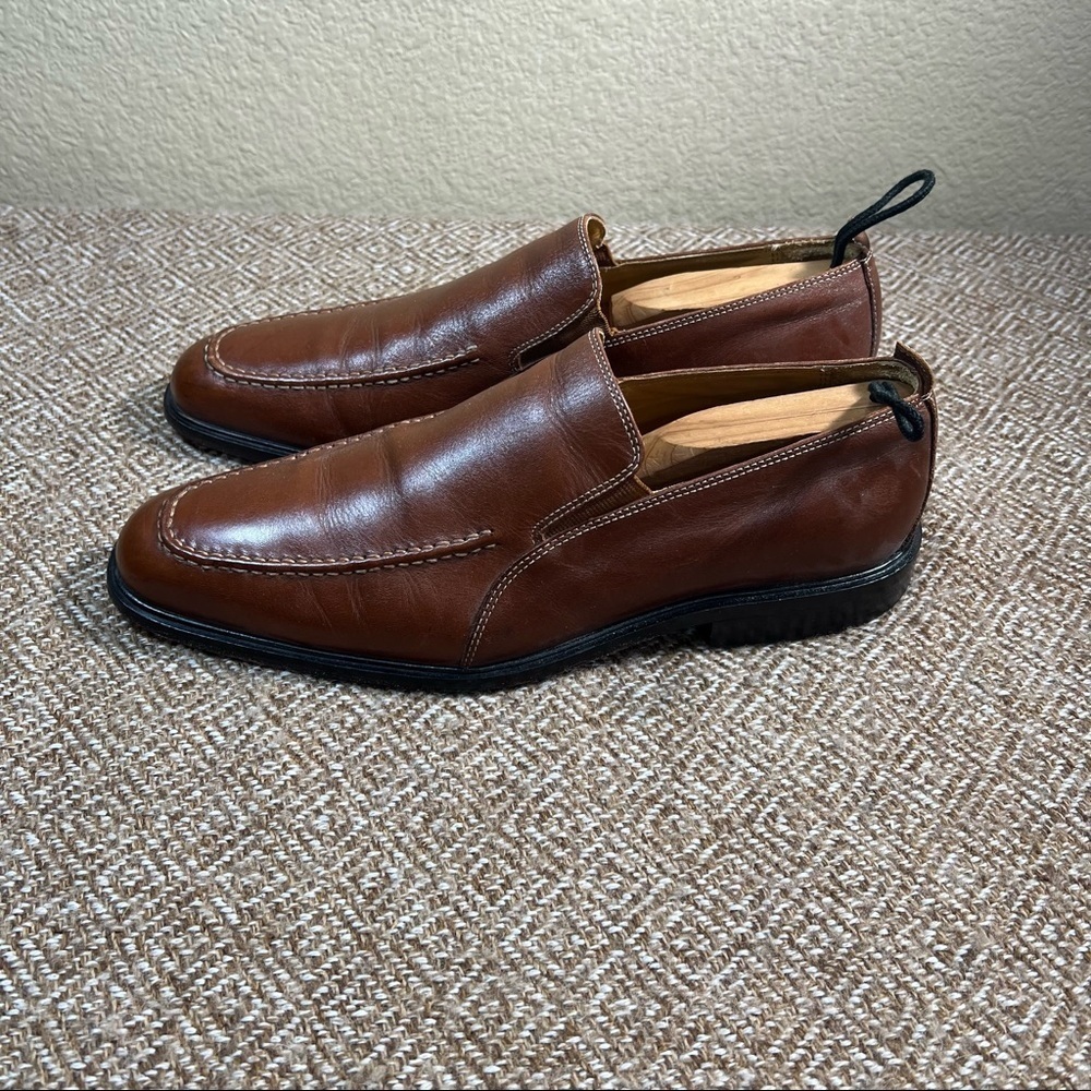 Cole Haan Mens Brown Leather Apron Toe Slip On Loafer Shoes Sz 9M Work Luxury - Picture 4 of 9